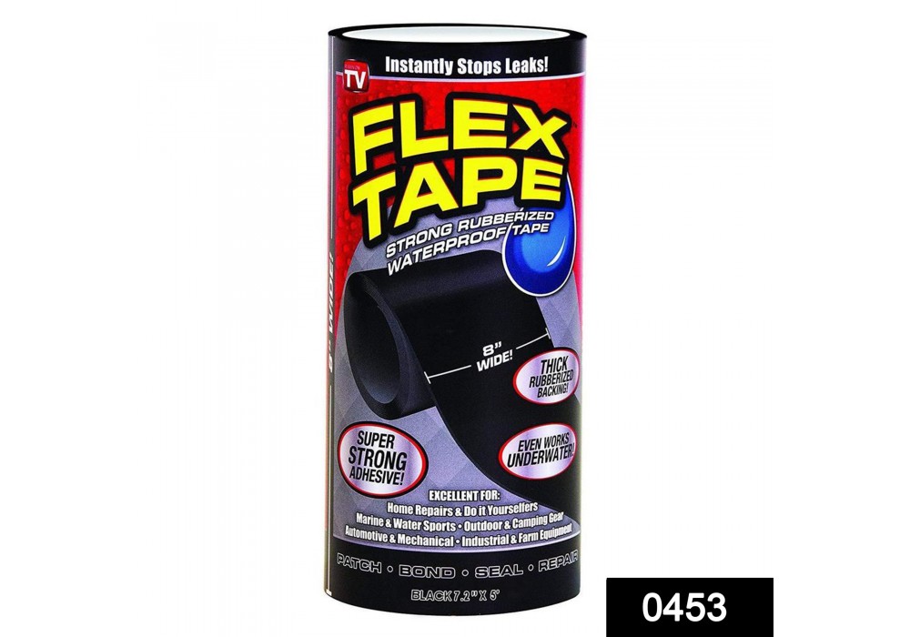 0453 Tapes, Adhesives & Sealers - Rubberized Waterproof Flex Tape (Size - 7.2") (Black)