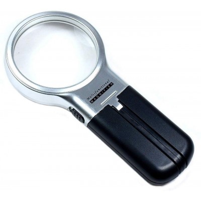 0528 Multifunctional 3-in-1 Hand-Held Folding Lighted High-Powered Magnifier Glass with 3X Zoom and 2 LED Lights
