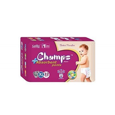 0956 Premium Champs High Absorbent Pant Style Diaper Extra Large(XL) Size, 32 Pieces (956_XLar_32)