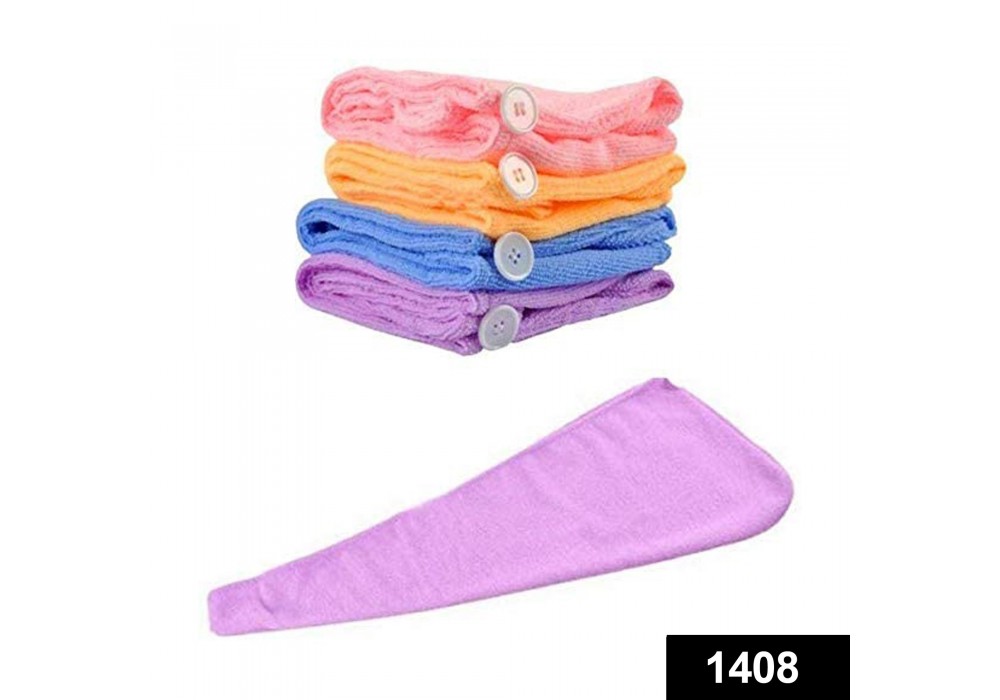 1408 Quick Turban Hair-Drying Absorbent Microfiber Towel/Dry Shower Caps (1 Pc)