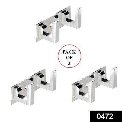 0472_2 Pin  Cloth Hanger Bathroom Wall Door Hooks For Hanging keys,Clothes Holder Hook Rail  (Pack of 3)
